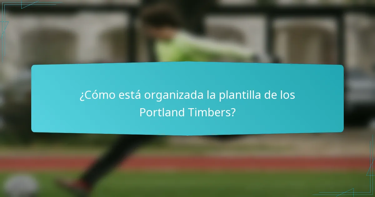 ¿Cómo está organizada la plantilla de los Portland Timbers?