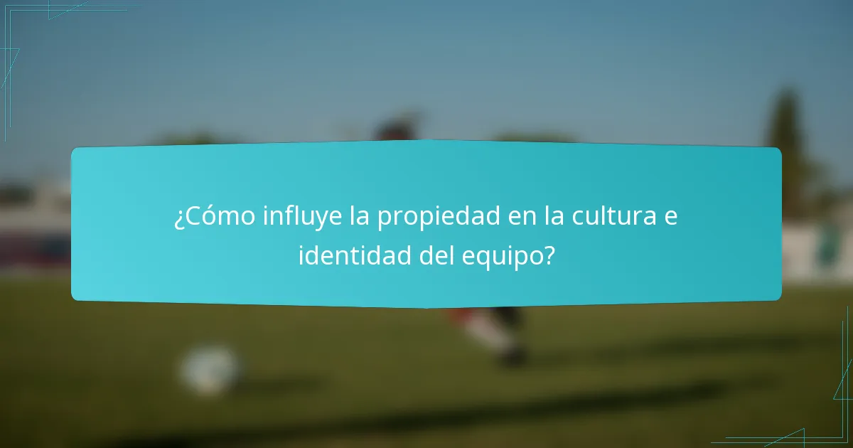 ¿Cómo influye la propiedad en la cultura e identidad del equipo?